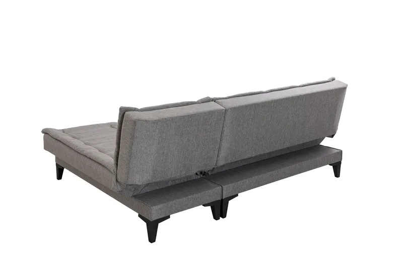 Hunterville oikea l-mallinen vuodesohva 107x225 cm kankaalla - Harmaa - Huonekalut - Sohva - Vuodesohva