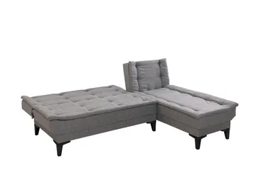 Hunterville oikea l-mallinen vuodesohva 107x225 cm kankaalla - Harmaa - Huonekalut - Sohva - Vuodesohva