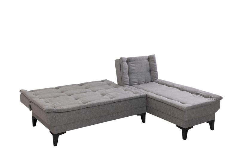Hunterville oikea l-mallinen vuodesohva 107x225 cm kankaalla - Harmaa - Huonekalut - Sohva - Vuodesohva
