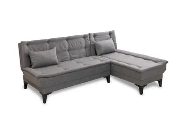 Hunterville oikea l-mallinen vuodesohva 107x225 cm kankaalla - Harmaa - Huonekalut - Sohva - Vuodesohva