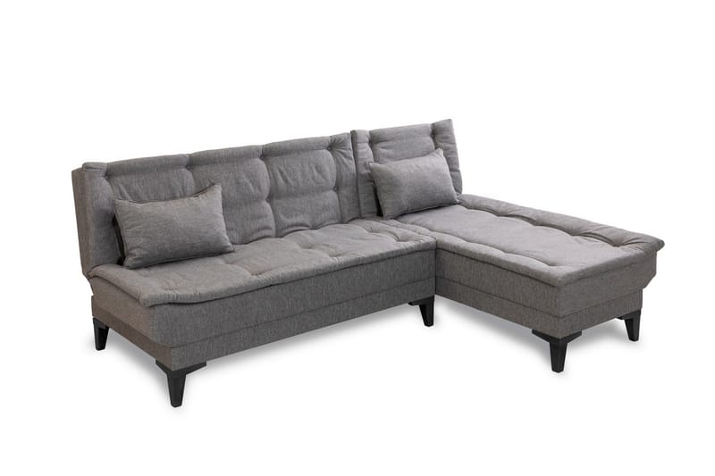 Hunterville oikea l-mallinen vuodesohva 107x225 cm kankaalla - Harmaa - Huonekalut - Sohva - Vuodesohva