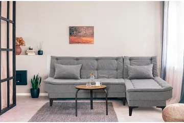 Hunterville oikea l-mallinen vuodesohva 107x225 cm kankaalla - Harmaa - Huonekalut - Sohva - Vuodesohva