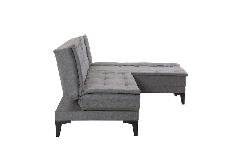 Hunterville oikea l-mallinen vuodesohva 107x225 cm kankaalla - Harmaa - Huonekalut - Sohva - Vuodesohva