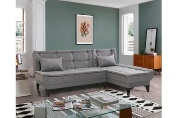Hunterville oikea l-mallinen vuodesohva 107x225 cm kankaalla - Harmaa - Huonekalut - Sohva - Vuodesohva