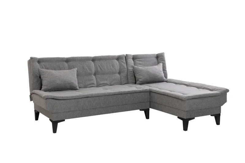 Hunterville oikea l-mallinen vuodesohva 107x225 cm kankaalla, Harmaa