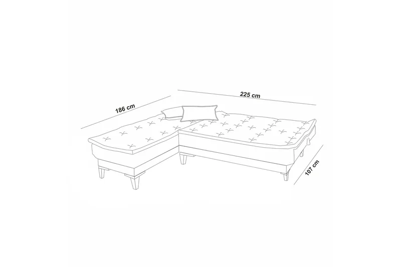 Hunterville vasen l-mallinen vuodesohva 107x225 cm kankaalla - Antrasiitti - Huonekalut - Sohva - Vuodesohva