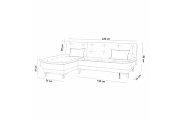 Hunterville vasen l-mallinen vuodesohva 107x225 cm kankaalla - Antrasiitti - Huonekalut - Sohva - Vuodesohva