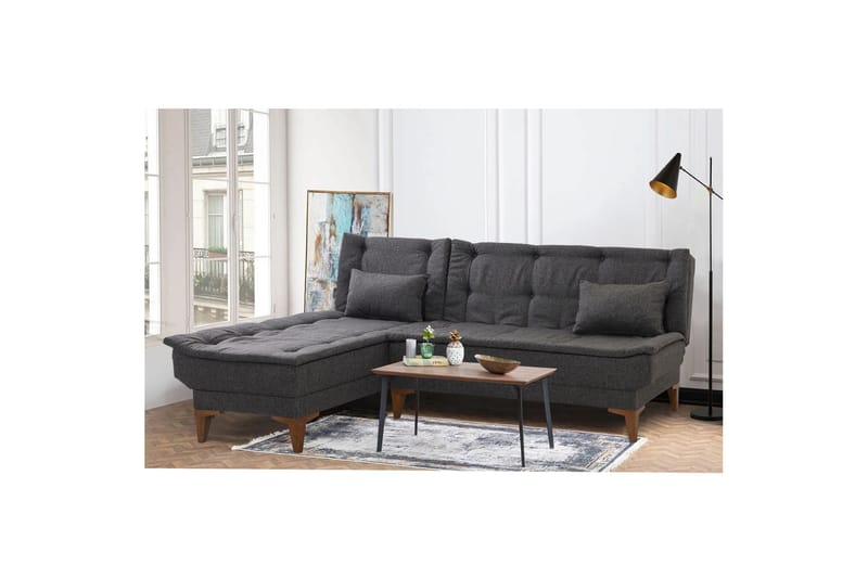 Hunterville vasen l-mallinen vuodesohva 107x225 cm kankaalla - Antrasiitti - Huonekalut - Sohva - Vuodesohva