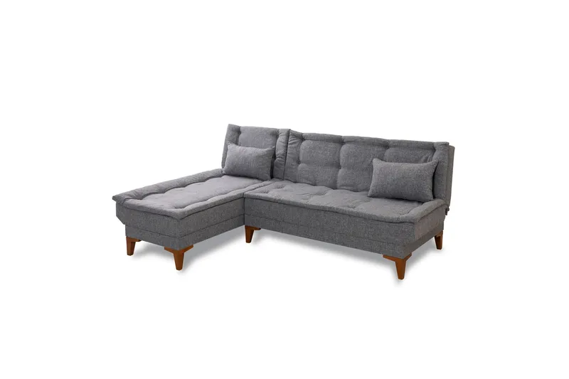 Hunterville vasen l-mallinen vuodesohva 107x225 cm kankaalla, Harmaa