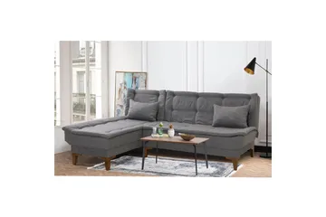 Hunterville vasen l-mallinen vuodesohva 107x225 cm kankaalla - Harmaa - Huonekalut - Sohva - Vuodesohva