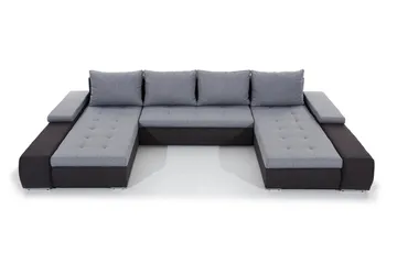 Jurtiga 4-istuttava u-mallinen vuodesohva 122x297 cm säilytystilalla kankaasta - Harmaa - Huonekalut - Sohva - Vuodesohva