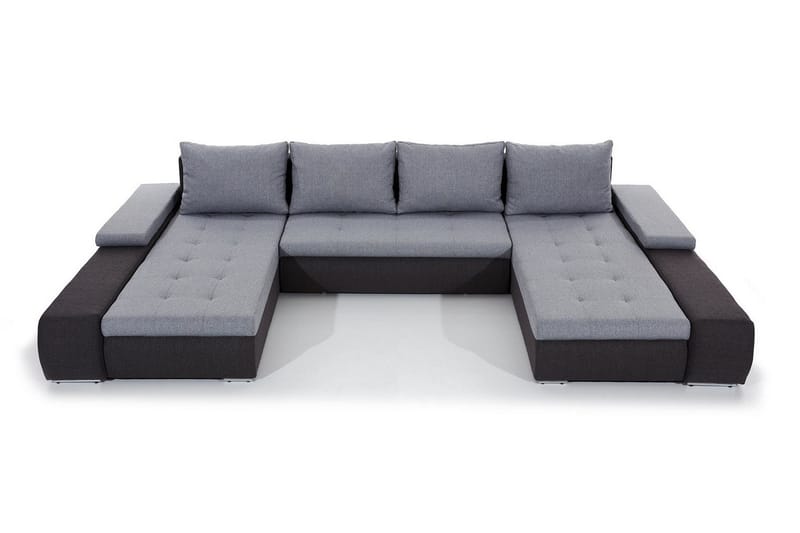 Jurtiga 4-istuttava u-mallinen vuodesohva 122x297 cm säilytystilalla kankaasta - Harmaa - Huonekalut - Sohva - Vuodesohva