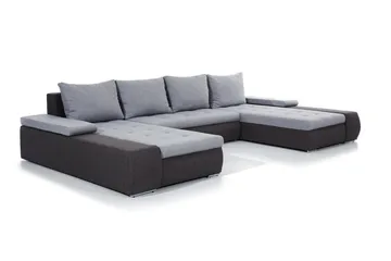 Jurtiga 4-istuttava u-mallinen vuodesohva 122x297 cm säilytystilalla kankaasta - Harmaa - Huonekalut - Sohva - Vuodesohva
