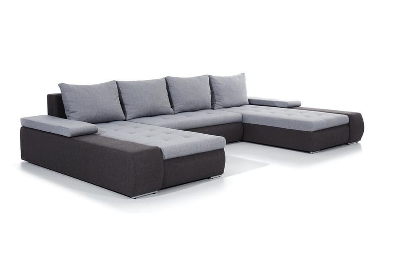 Jurtiga 4-istuttava u-mallinen vuodesohva 122x297 cm säilytystilalla kankaasta - Harmaa - Huonekalut - Sohva - Vuodesohva