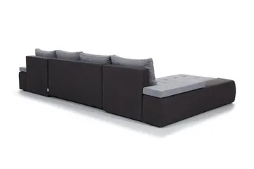 Jurtiga 4-istuttava u-mallinen vuodesohva 122x297 cm säilytystilalla kankaasta - Harmaa - Huonekalut - Sohva - Vuodesohva