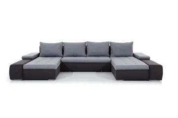 Jurtiga 4-istuttava u-mallinen vuodesohva 122x297 cm säilytystilalla kankaasta - Harmaa - Huonekalut - Sohva - Vuodesohva