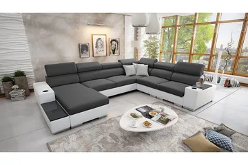Kahundji vasen kulmavuodesohva 127x284 cm säilytystilalla kankaasta - Antrasiitti - Huonekalut - Sohva - Vuodesohva - Divaanivuodesohva