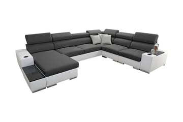 Kahundji vasen kulmavuodesohva 127x284 cm säilytystilalla kankaasta - Antrasiitti - Huonekalut - Sohva - Vuodesohva - Divaanivuodesohva