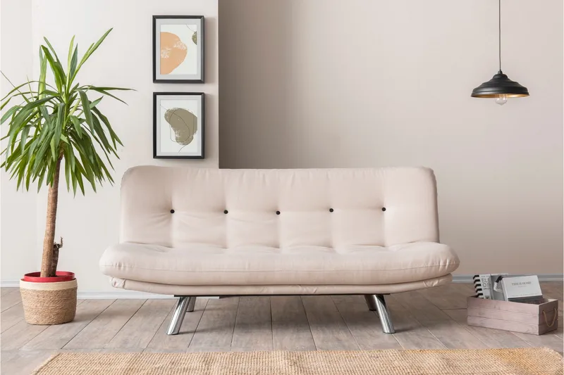 Kingaroy vuodesohva 100x175 cm pellavaa, Kermanbeige