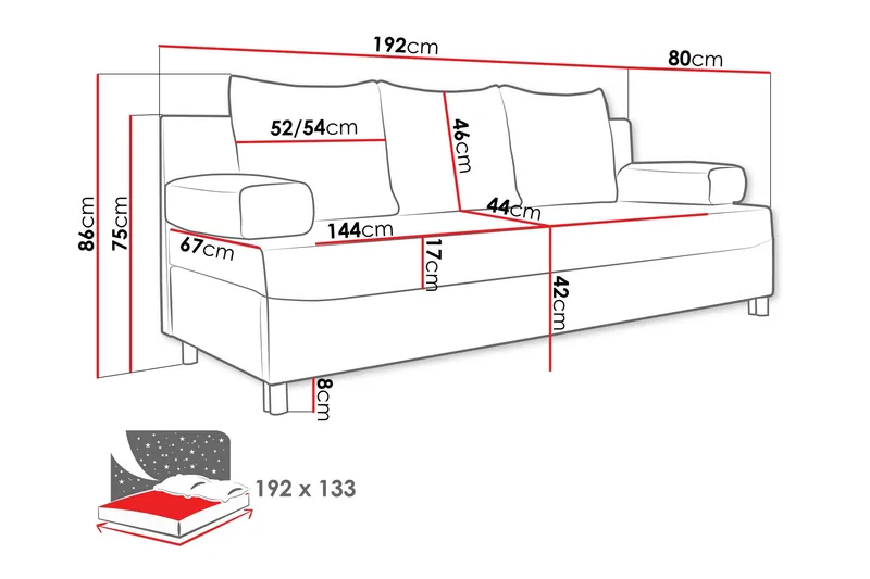 Kintore 2-sits Bäddsoffa NO_BRAND beige - Huonekalut - Sohva - Vuodesohva