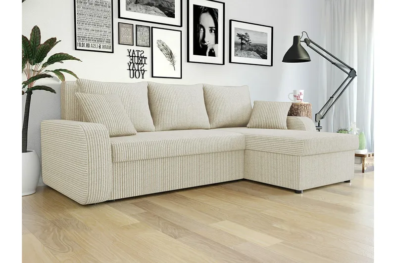 Kintore 3-sits Hörnbäddsoffa Beige/Light beige - Huonekalut - Sohva - Vuodesohva