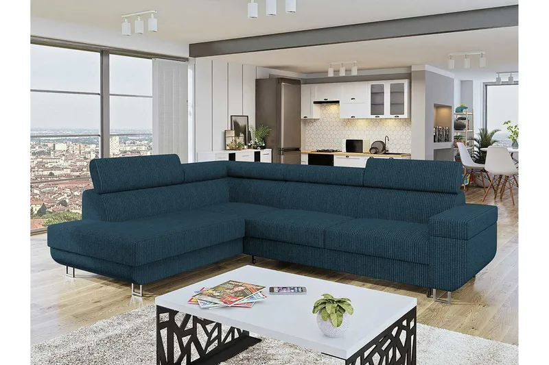 Kintore 3-sits Hörnbäddsoffa Dark blue - Huonekalut - Sohva - Vuodesohva