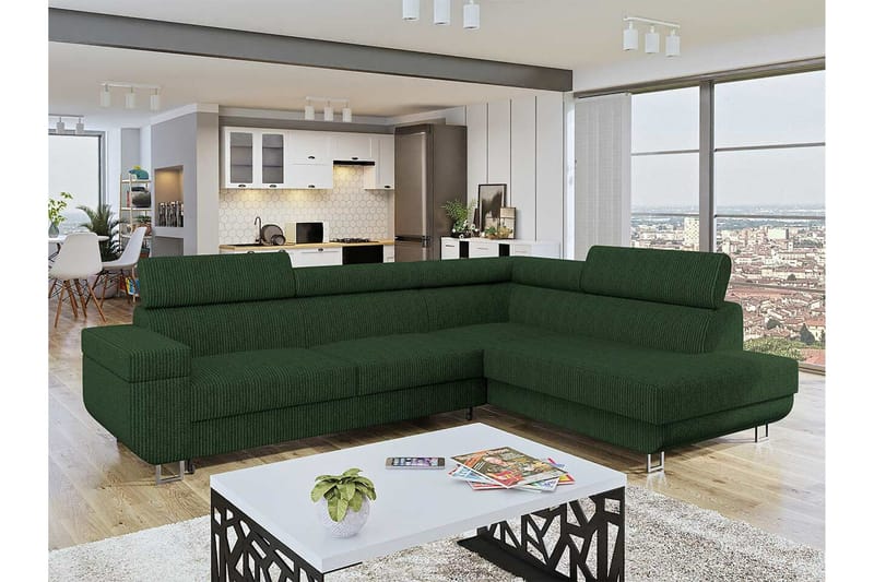 Kintore 3-sits Hörnbäddsoffa Dark green - Huonekalut - Sohva - Vuodesohva