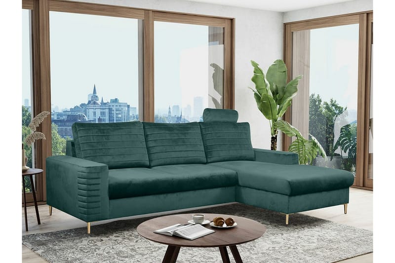 Kintore 3-sits Hörnbäddsoffa Dark green - Huonekalut - Sohva - Vuodesohva