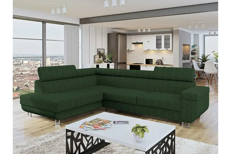 Kintore 3-sits Hörnbäddsoffa Dark green - Huonekalut - Sohva - Vuodesohva