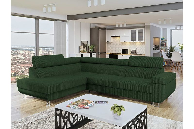 Kintore 3-sits Hörnbäddsoffa Dark green - Huonekalut - Sohva - Vuodesohva