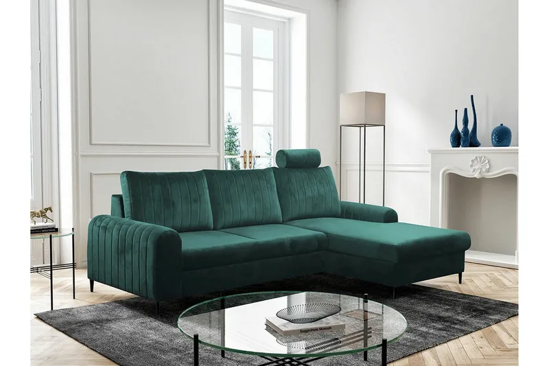 Kintore 3-sits Hörnbäddsoffa Dark green - Huonekalut - Sohva - Vuodesohva