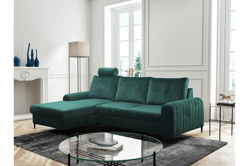 Kintore 3-sits Hörnbäddsoffa Dark green - Huonekalut - Sohva - Vuodesohva