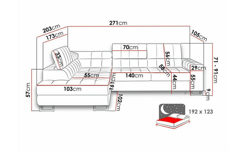 Kintore 3-sits Hörnbäddsoffa Dark Turquoise - Huonekalut - Sohva - Vuodesohva