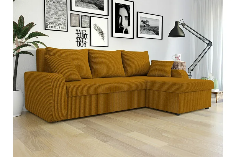 Kintore 3-sits Hörnbäddsoffa Dark yellow - Huonekalut - Sohva - Vuodesohva