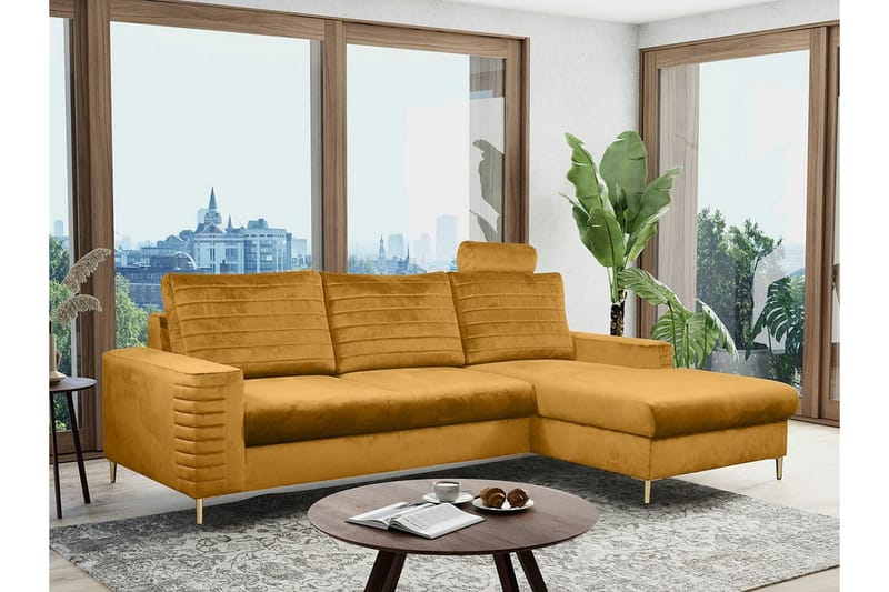 Kintore 3-sits Hörnbäddsoffa Dark yellow - Huonekalut - Sohva - Vuodesohva