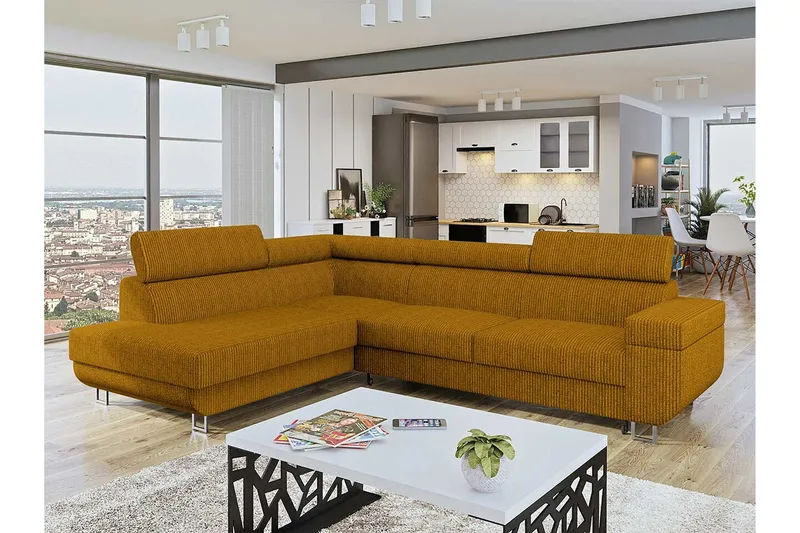 Kintore 3-sits Hörnbäddsoffa Dark yellow - Huonekalut - Sohva - Vuodesohva