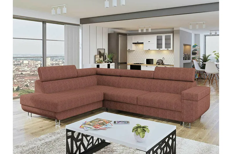 Kintore 3-sits Hörnbäddsoffa Light brown - Huonekalut - Sohva - Vuodesohva