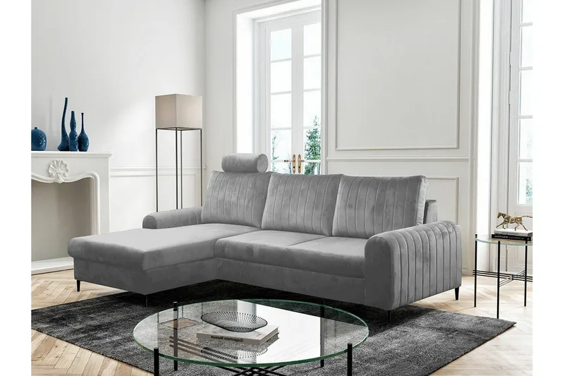 Kintore 3-sits Hörnbäddsoffa Light grey/Dark grey - Huonekalut - Sohva - Vuodesohva