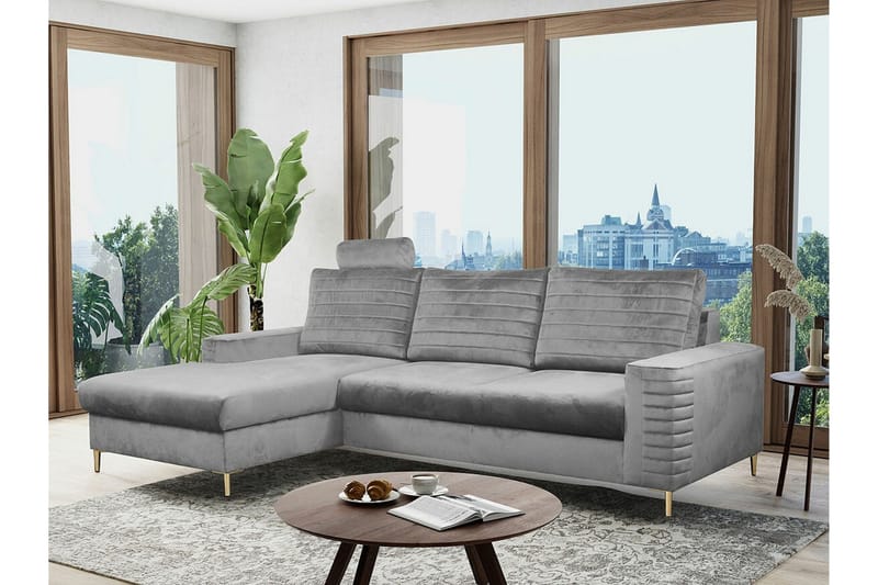 Kintore 3-sits Hörnbäddsoffa Ljusgrå - Huonekalut - Sohva - Vuodesohva
