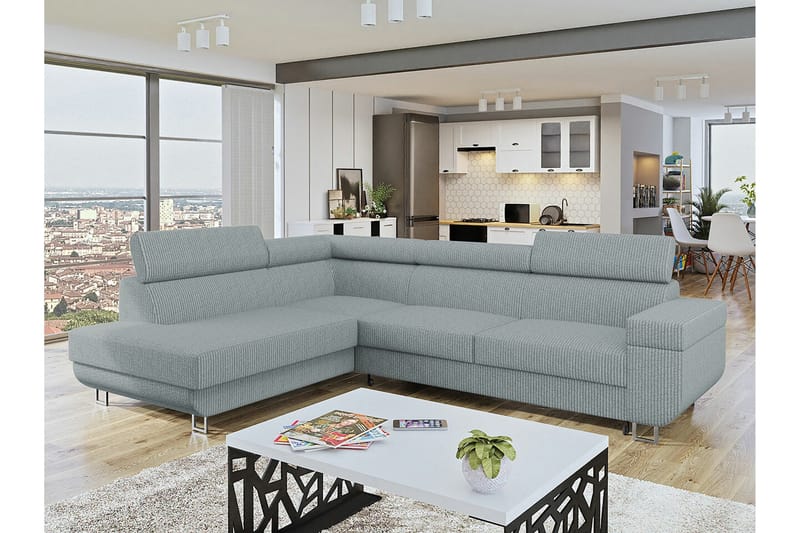 Kintore 3-sits Hörnbäddsoffa Ljusgrå - Huonekalut - Sohva - Vuodesohva