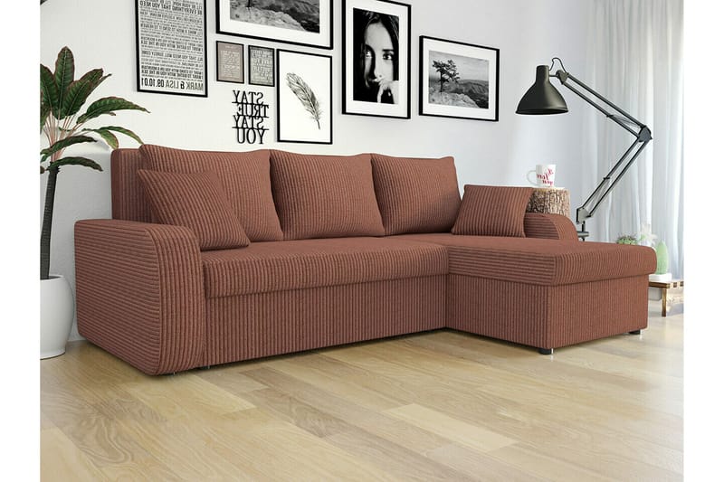 Kintore 3-sits Hörnbäddsoffa NO_BRAND Brown - Huonekalut - Sohva - Vuodesohva