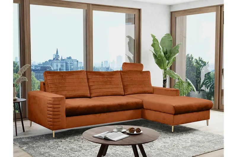 Kintore 3-sits Hörnbäddsoffa NO_BRAND Orange - Huonekalut - Sohva - Vuodesohva