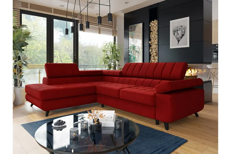 Kintore 3-sits Hörnbäddsoffa NO_BRAND Red - Huonekalut - Sohva - Vuodesohva