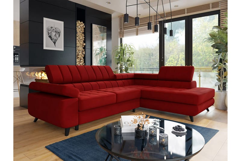 Kintore 3-sits Hörnbäddsoffa NO_BRAND Red - Huonekalut - Sohva - Vuodesohva
