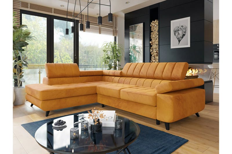 Kintore 3-sits Hörnbäddsoffa NO_BRAND Yellow - Huonekalut - Sohva - Vuodesohva