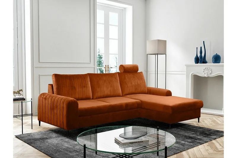 Kintore 3-sits Hörnbäddsoffa Orange - Huonekalut - Sohva - Vuodesohva