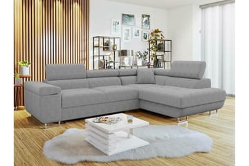 Kintore 4-istuttava oikeanpuoleinen l-mallinen kulmavuodesohva 125x198 cm vakosamettia - Harmaa - Huonekalut - Sohva - Vuodesohva