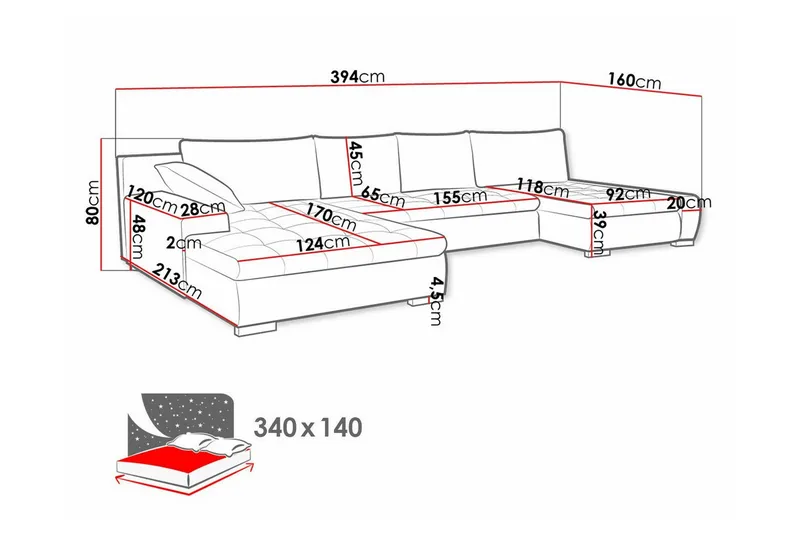 Kintore 4-sits Hörnbäddsoffa beige - Huonekalut - Sohva - Vuodesohva