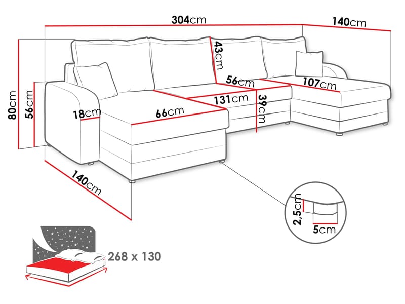 Kintore 4-sits Hörnbäddsoffa Black/Grey - Huonekalut - Sohva - Vuodesohva