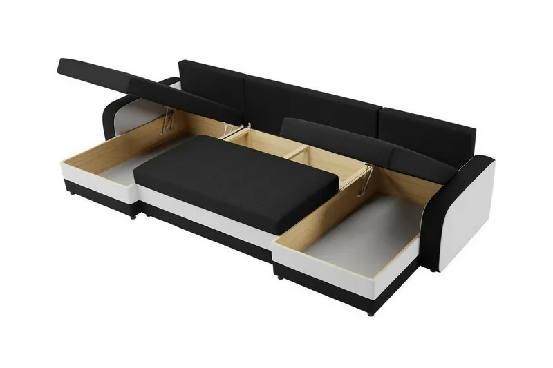 Kintore 4-sits Hörnbäddsoffa Black/Light grey - Huonekalut - Sohva - Vuodesohva